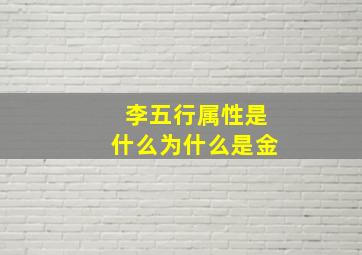 李五行属性是什么为什么是金