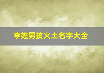 李姓男孩火土名字大全