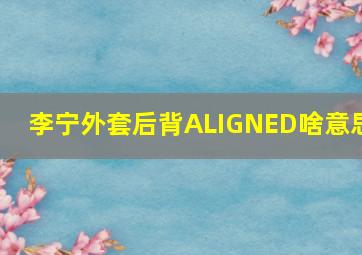 李宁外套后背ALIGNED啥意思