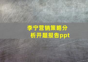 李宁营销策略分析开题报告ppt