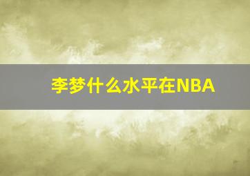 李梦什么水平在NBA