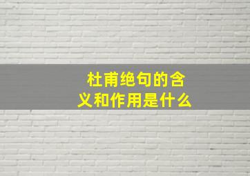 杜甫绝句的含义和作用是什么