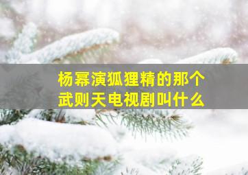 杨幂演狐狸精的那个武则天电视剧叫什么