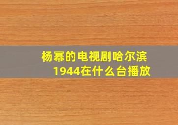 杨幂的电视剧哈尔滨1944在什么台播放