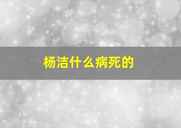 杨洁什么病死的