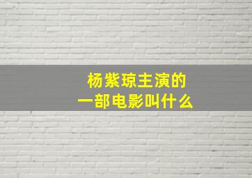 杨紫琼主演的一部电影叫什么