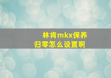 林肯mkx保养归零怎么设置啊