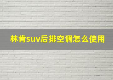 林肯suv后排空调怎么使用