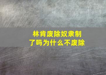 林肯废除奴隶制了吗为什么不废除