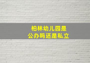 柏林幼儿园是公办吗还是私立