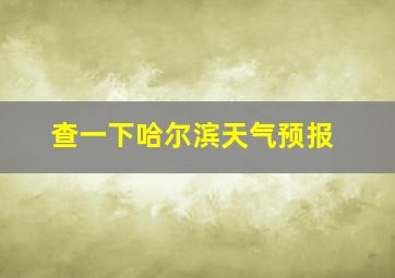 查一下哈尔滨天气预报