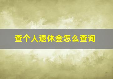 查个人退休金怎么查询