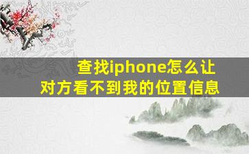 查找iphone怎么让对方看不到我的位置信息