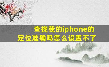 查找我的iphone的定位准确吗怎么设置不了