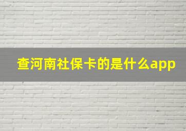 查河南社保卡的是什么app