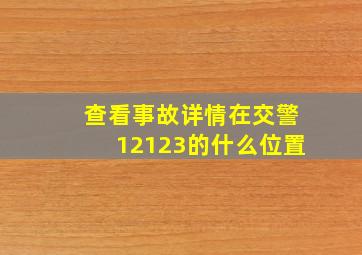 查看事故详情在交警12123的什么位置