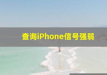 查询iPhone信号强弱