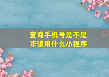 查询手机号是不是诈骗用什么小程序