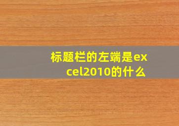 标题栏的左端是excel2010的什么