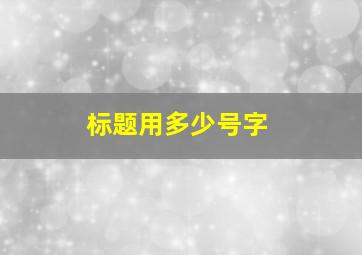 标题用多少号字