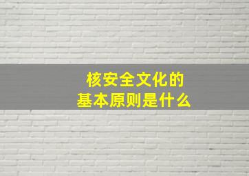 核安全文化的基本原则是什么