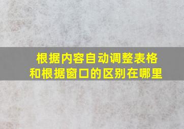 根据内容自动调整表格和根据窗口的区别在哪里