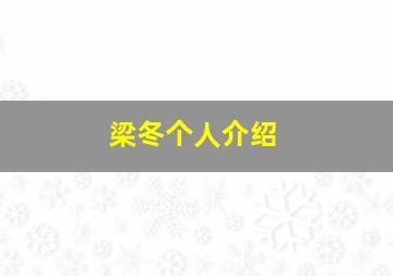 梁冬个人介绍