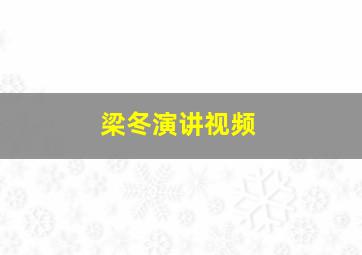 梁冬演讲视频