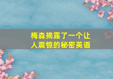 梅森揭露了一个让人震惊的秘密英语