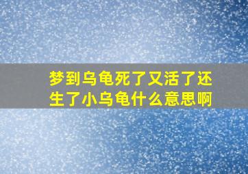 梦到乌龟死了又活了还生了小乌龟什么意思啊