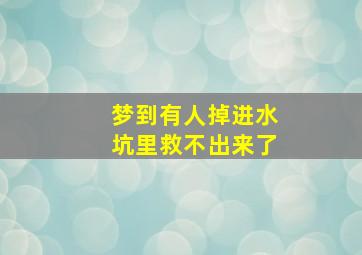 梦到有人掉进水坑里救不出来了