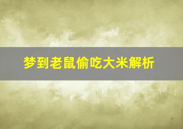 梦到老鼠偷吃大米解析