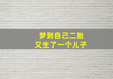 梦到自己二胎又生了一个儿子