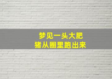 梦见一头大肥猪从圈里跑出来