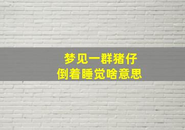 梦见一群猪仔倒着睡觉啥意思