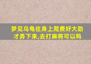 梦见乌龟往身上爬费好大劲才弄下来,去打麻将可以吗