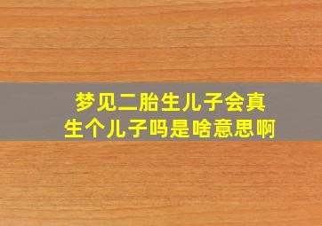 梦见二胎生儿子会真生个儿子吗是啥意思啊