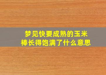 梦见快要成熟的玉米棒长得饱满了什么意思