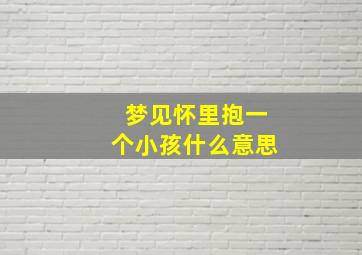 梦见怀里抱一个小孩什么意思