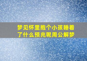 梦见怀里抱个小孩睡着了什么预兆呢周公解梦