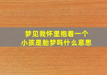 梦见我怀里抱着一个小孩是胎梦吗什么意思