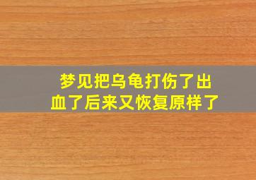 梦见把乌龟打伤了出血了后来又恢复原样了