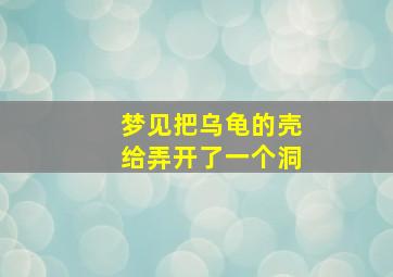 梦见把乌龟的壳给弄开了一个洞