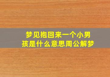 梦见抱回来一个小男孩是什么意思周公解梦