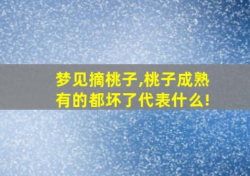 梦见摘桃子,桃子成熟有的都坏了代表什么!