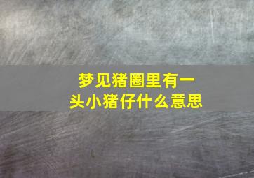 梦见猪圈里有一头小猪仔什么意思