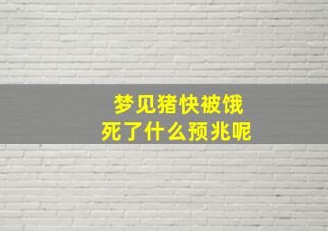 梦见猪快被饿死了什么预兆呢