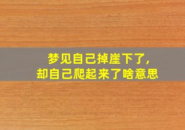 梦见自己掉崖下了,却自己爬起来了啥意思