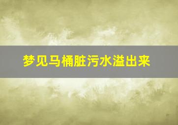 梦见马桶脏污水溢出来