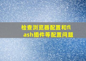 检查浏览器配置和flash插件等配置问题